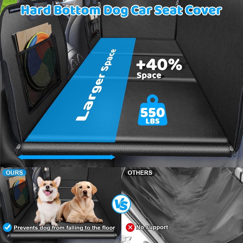 URPOWER 2026 Upgraded Back Seat Extender for Dogs - Large Hard Bottom Dog Car Seat Cover Holds 550lbs, Waterproof Dog Hammock Pet Bed with High-Density Foam Non-Slip Backseat Protector - Image 2