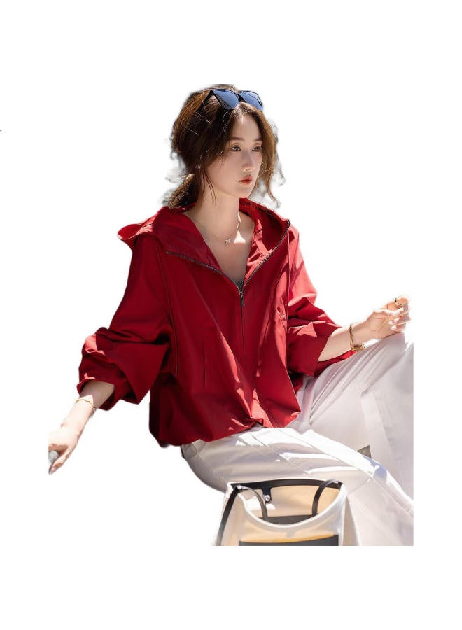 dme "Brave Wilderness" Spring And Autumn Black Technology Three-Proof Hooded Elegant Pleated Short Style Petite Women'S Coat - Image 2