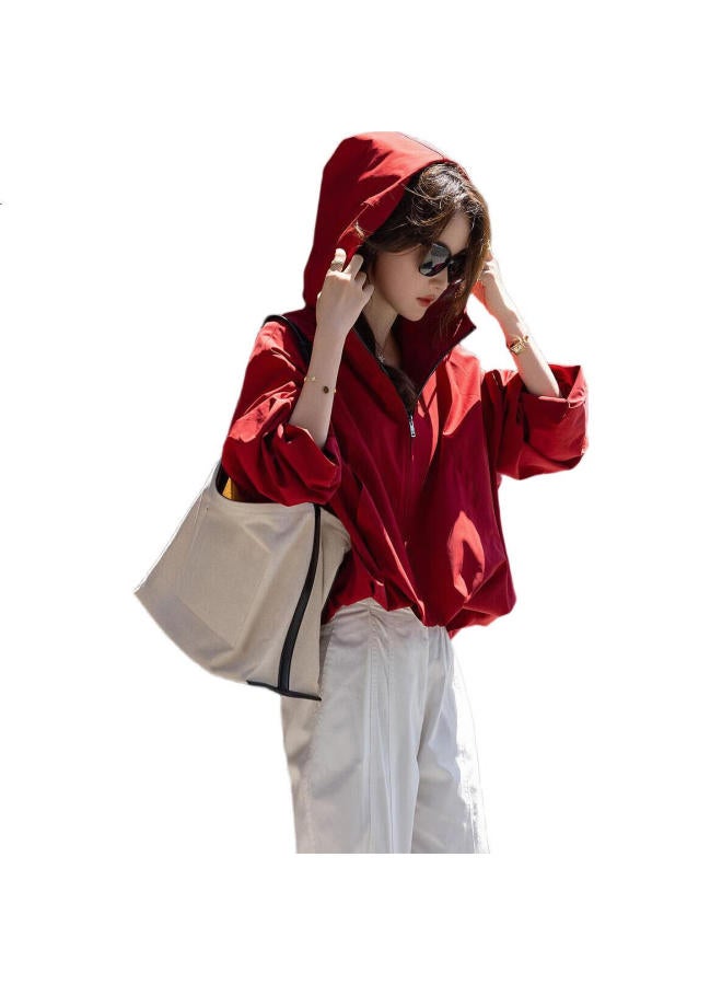 dme "Brave Wilderness" Spring And Autumn Black Technology Three-Proof Hooded Elegant Pleated Short Style Petite Women'S Coat - Image 1