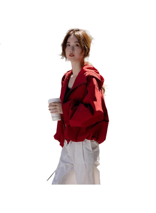 dme "Brave Wilderness" Spring And Autumn Black Technology Three-Proof Hooded Elegant Pleated Short Style Petite Women'S Coat - Image 3