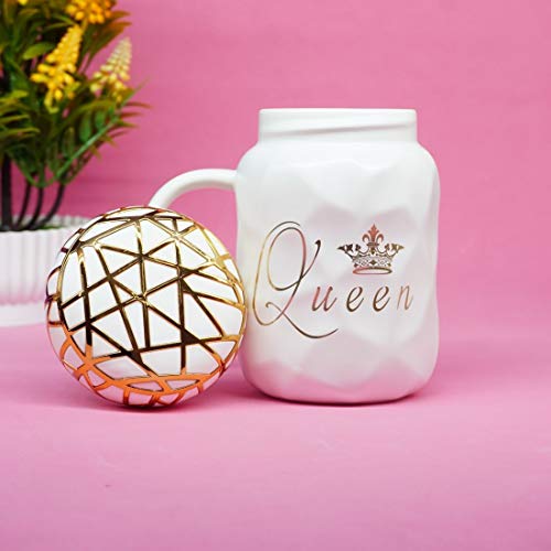 OANGO King Queen Printed Coffee and Tea Ceramic Mug Gift for Birthday Husband, Couple, Friends, Lover,Brother, beutyfull Mug Set of 2 Mugs(Black & White) - Image 4