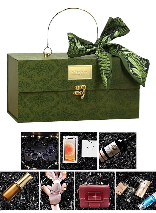 صندوق هدايا فاخر بقفل - ٢٥ × ١٣ × ١٤ سم | مثالي لهدايا الأعياد، وحفلات الزفاف، وأعياد الميلاد، وعيد الأم، وعيد الأب - Image 2