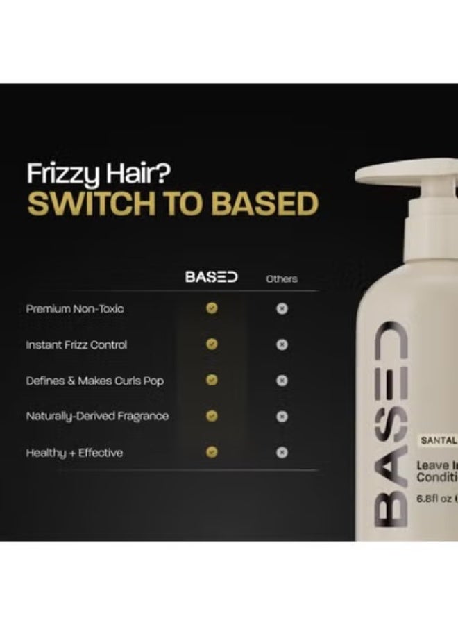 BASED Curl Cream & Leave In Conditioner Set - Nourishing & Defining for Wavy & Coily Hair, Santal Scent, 200ml Each - Hydrate, Reduce Frizz, and Enhance Natural Curls - Image 3
