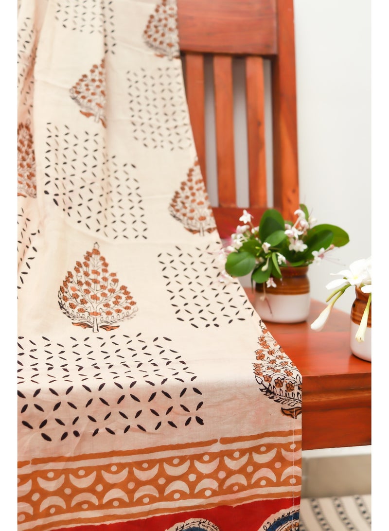 OJARIYA Ivory Paisley Hand Block Printed 100 Percent Breathable Soft Muslin Cotton Scarf Stole - Image 2