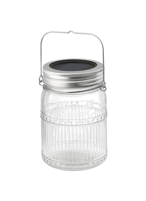 LED solar powered table lamp outdoor jar clear 15 cm