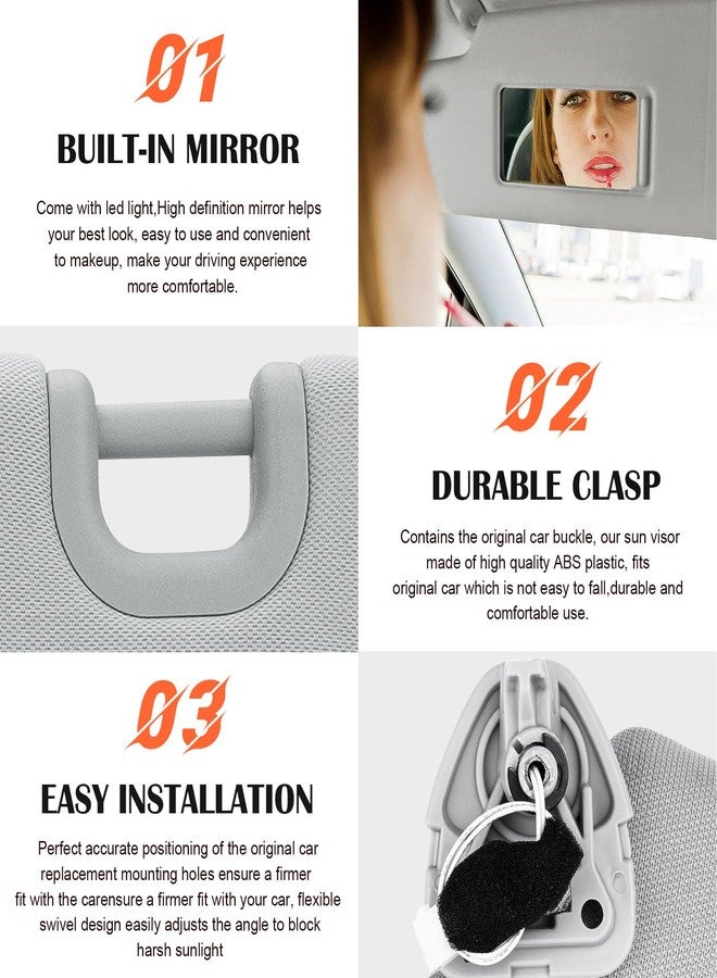 ILONPA Gray Passenger Right Side Sun Visor Replacement Compatible with Nissan Pathfinder 2013-2018, Infiniti QX60 2014-2017, Infiniti JX35 2013 Replace 96400-9PB0A - Image 4