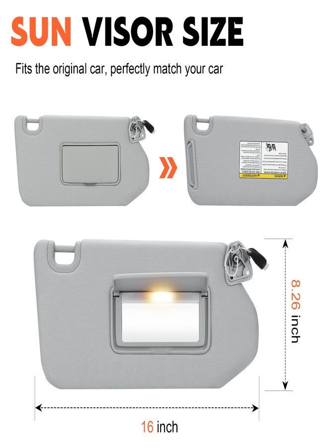 ILONPA Gray Passenger Right Side Sun Visor Replacement Compatible with Nissan Pathfinder 2013-2018, Infiniti QX60 2014-2017, Infiniti JX35 2013 Replace 96400-9PB0A - Image 2