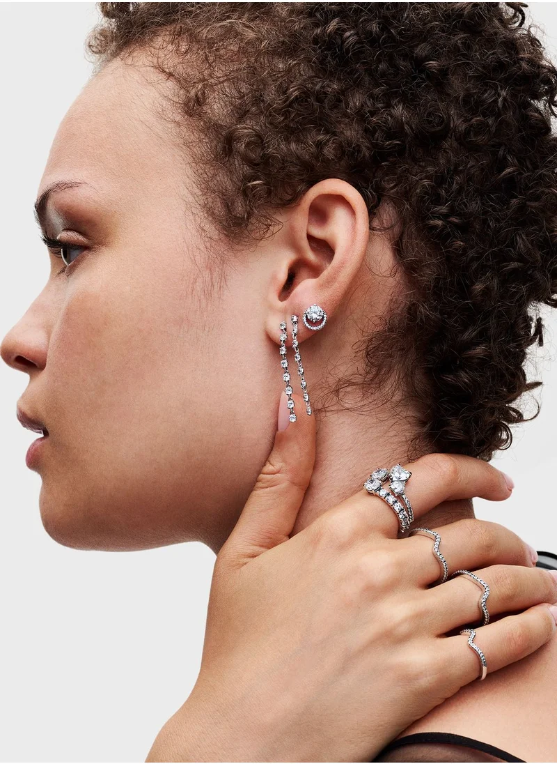PANDORA Sparkling Eight Stones Drop Earrings
