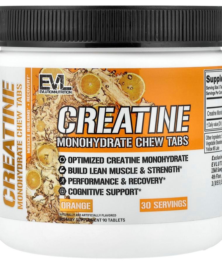 EVLUTION NUTRITION Creatine Monohydrate Chew Tabs Orange 90 Tablets