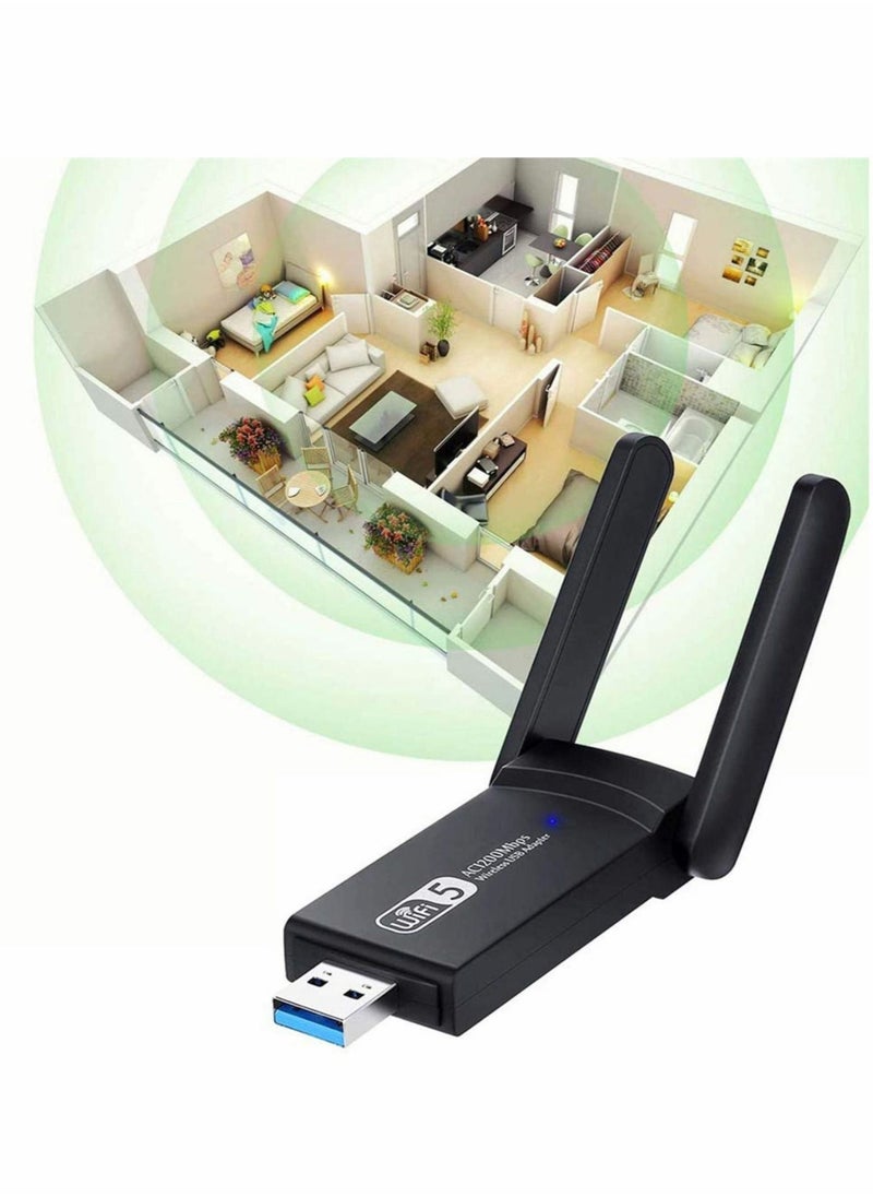 Captaintech - Wireless USB WiFi Adapter for PC, 1200Mbps Dual Band WiFi Dongle 2.4G/5G with USB 3.0, Wireless Network Adapter for Windows 11/10/8/7 and Mac OS X - Image 1