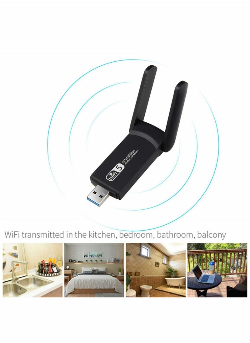 Captaintech - Wireless USB WiFi Adapter for PC, 1200Mbps Dual Band WiFi Dongle 2.4G/5G with USB 3.0, Wireless Network Adapter for Windows 11/10/8/7 and Mac OS X - Image 1