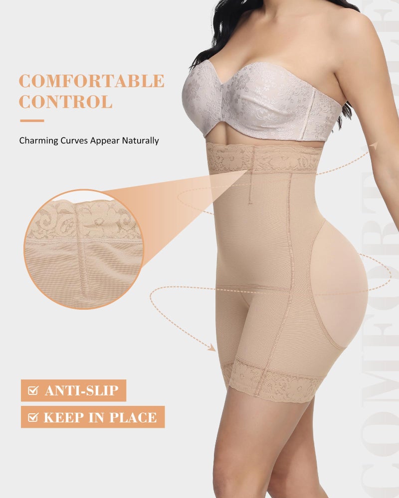 SHAPSHE Faja Shorts Tummy Control Body Shaper for Women Butt Lifter Tummy Shaper High Compression Shapewear Hip Dip Shapewear Strapless Body Shaper for Women Tummy Control No Roll Shapewear Beige - Image 5