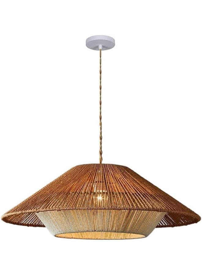 Prime Sole Rattan Pendant Light, Handwoven Bamboo Rope Ceiling Lamp, Boho Hanging Light Fixture for Dining Room, Kitchen Island & Living Room Décor – Natural Woven Shade with Adjustable Cord - Image 1