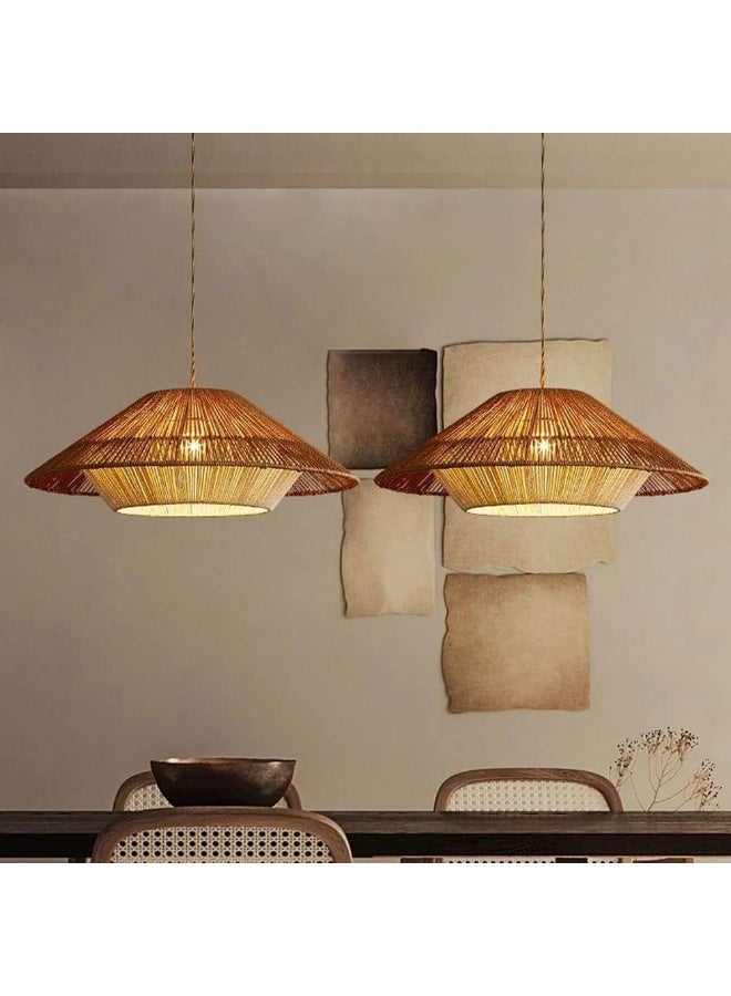 Prime Sole Rattan Pendant Light, Handwoven Bamboo Rope Ceiling Lamp, Boho Hanging Light Fixture for Dining Room, Kitchen Island & Living Room Décor – Natural Woven Shade with Adjustable Cord - Image 3