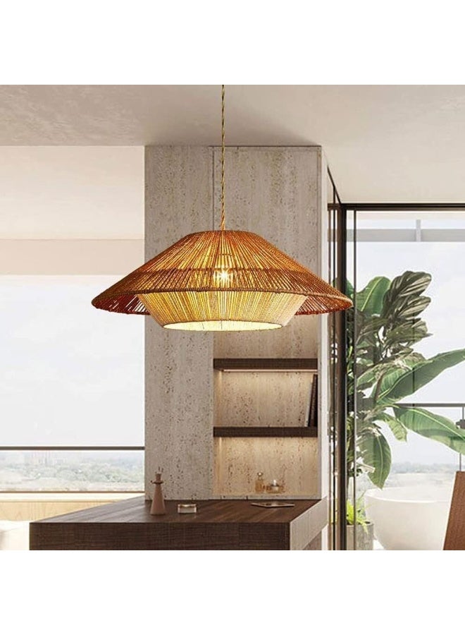 Prime Sole Rattan Pendant Light, Handwoven Bamboo Rope Ceiling Lamp, Boho Hanging Light Fixture for Dining Room, Kitchen Island & Living Room Décor – Natural Woven Shade with Adjustable Cord - Image 4