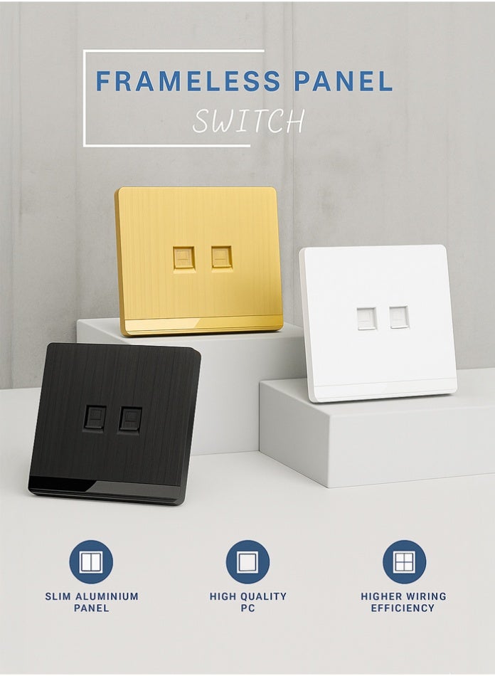 Vmax Dual Port Telephone & Ethernet Wall Socket, High-Speed Data & Voice Jack, Modern Design, Easy Installation - Image 1