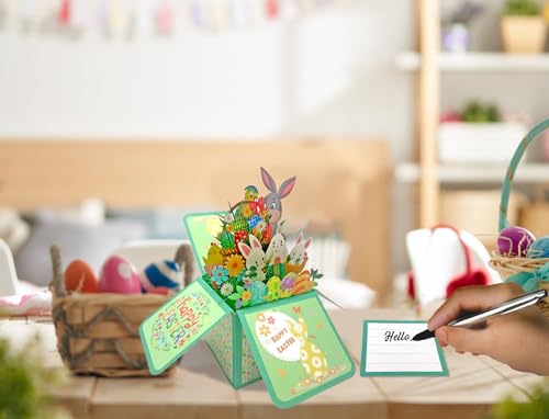HEYINSHEN 3D Easter Greeting Cards with Envelopes and Sticker Rabbit Religion Pop Up Card Bunny Cards Happy Easter Card for Kids Children Daughter Son Spring Home Decorations - Image 5