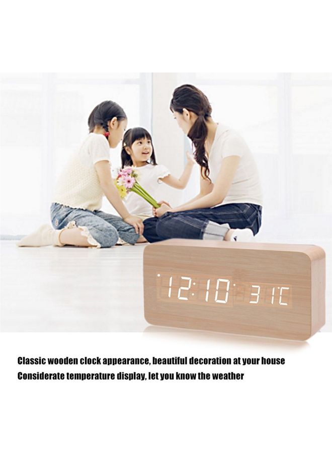 NIBEMINENT LED Environmental Protective Wooden Clock Brown 15x7x4.5cm - Image 3