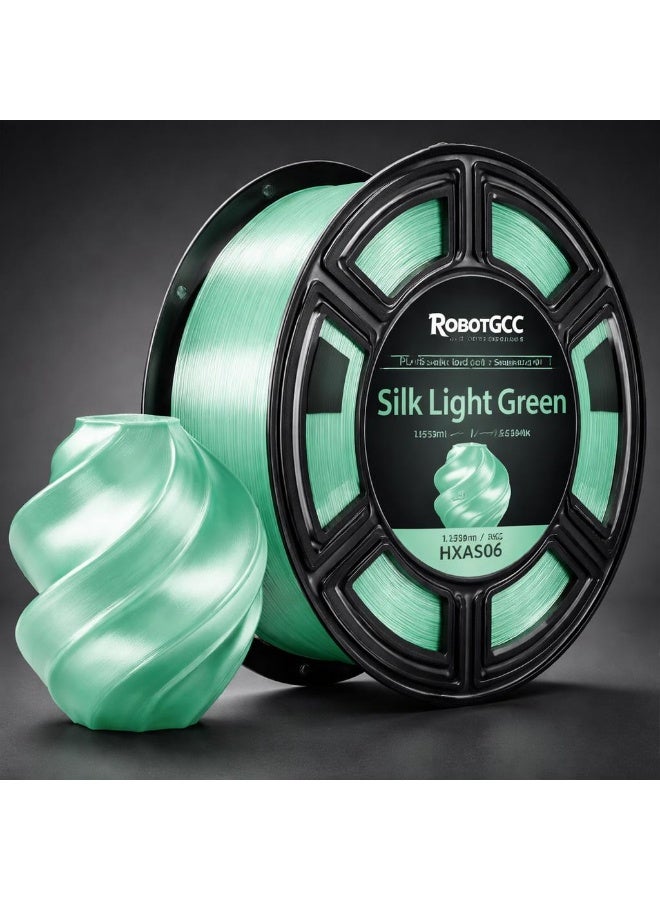RobotGCC PLA Silk Light Green 3D Printer Filament, 1.75mm 1KG, Soft Fresh Light Green Silk Finish, Low-Warping FDM PLA for Spring Decor and Plant Models - Image 2