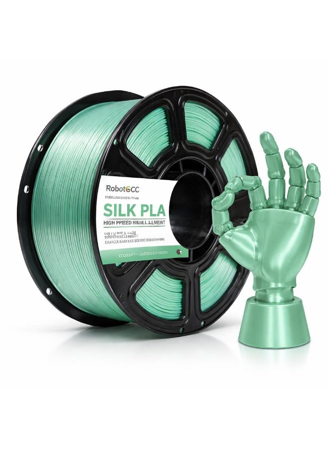 RobotGCC PLA Silk Light Green 3D Printer Filament, 1.75mm 1KG, Soft Fresh Light Green Silk Finish, Low-Warping FDM PLA for Spring Decor and Plant Models - Image 1