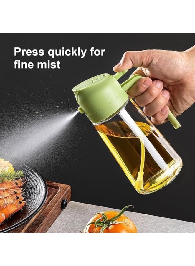 F.A.M.S Oil Dispenser Bottle – 470ml Glass Oil Sprayer, 2-in-1 Spray & Pour Design with Fine Mist and Controlled Flow Nozzle – For Cooking, Air Fryer, BBQ, Salad, Baking – Refillable & Leak-Proof - Image 2