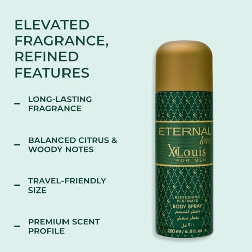 Eternal Love – XLouis Body Spray Men | Long-Lasting | Bright & Uplifting Start | Travel-Friendly Grooming Essential | Citrus & Woody Fragrance | All-Day Freshness | 200ml - Image 3