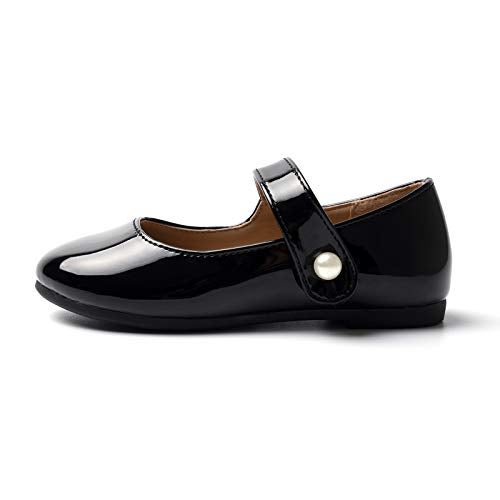 FUNKYMONKEY Toddler/Little Girl Mary Jane Dress Shoes Casual Slip on Ballet Flat (1 Little Kid, Black) - Image 2