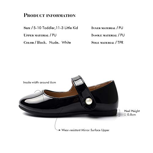 FUNKYMONKEY Toddler/Little Girl Mary Jane Dress Shoes Casual Slip on Ballet Flat (1 Little Kid, Black) - Image 5
