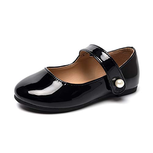 FUNKYMONKEY Toddler/Little Girl Mary Jane Dress Shoes Casual Slip on Ballet Flat (1 Little Kid, Black) - Image 1
