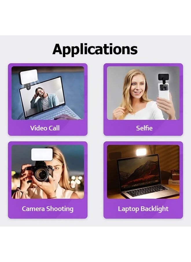 Furtey Clip-On Photography Light for Phone and Laptop, Video Light, Portable LED Camera Fill Light Panel, Pocket LED Phone Light, Dimmable with Three Lighting Effects, Rechargeable LED Light  - Image 4