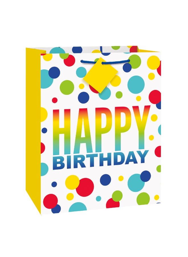 Unique حقيبة هدايا عيد ميلاد "عيد ميلاد سعيد" بنقاط قوس قزح - Image 1