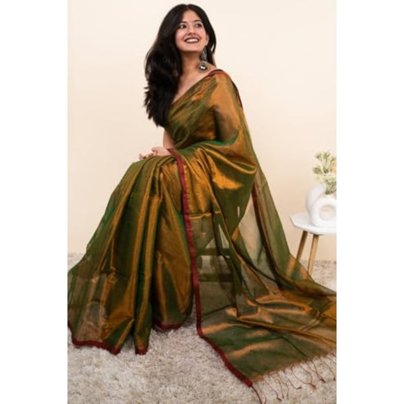SGF11 Women's Trendy Tissue Soft Silk Saree With Blouse Pcs - Image 3