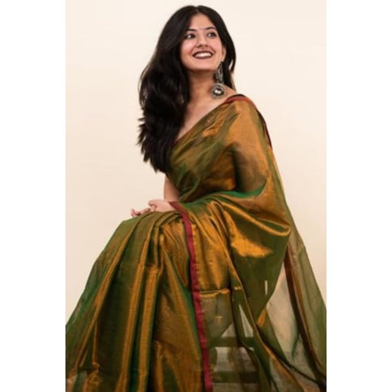 SGF11 Women's Trendy Tissue Soft Silk Saree With Blouse Pcs - Image 4
