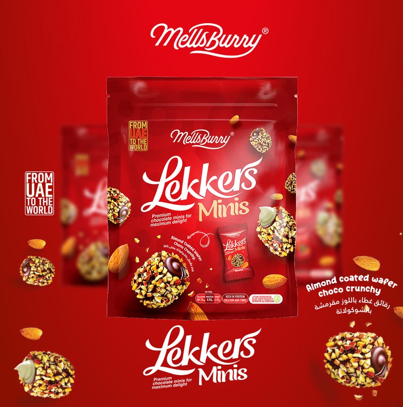 MELLSBURRY Lekkers Minis Almond Coated Premium Chocolate Bites – Crunchy Nut Covered Chocolate Balls – Individually Wrapped Mini Chocolates Pouch – 150g - Image 2