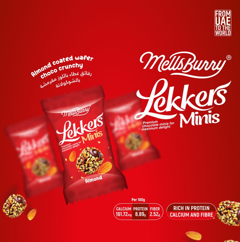 MELLSBURRY Lekkers Minis Almond Coated Premium Chocolate Bites – Crunchy Nut Covered Chocolate Balls – Individually Wrapped Mini Chocolates Pouch – 150g - Image 4