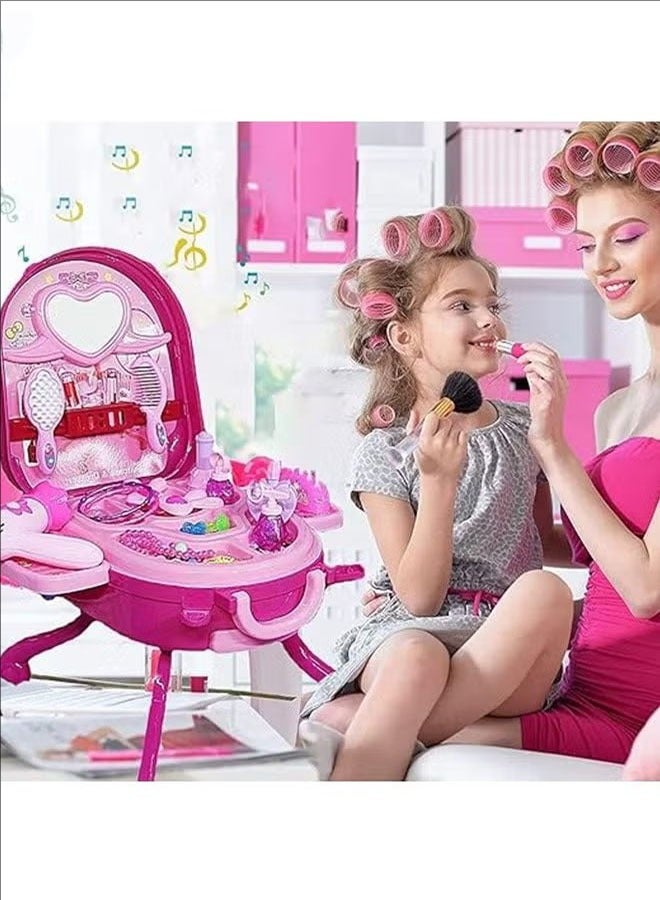 بلومنغ تايم مجموعة مكياج ألعاب للبنات ألعاب تلبيس ، طاولة مكياج قابلة للطي ، حقيبة قابلة للإزالة ، وردي - Image 3
