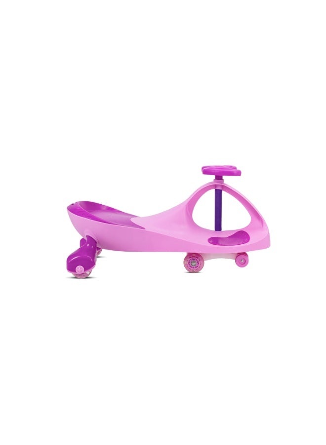 ZIGGY Swing Car Ride-On Toy for Kids Ages 2+ | Pink Wiggle Car with LED PU Wheels, Butterfly Steering, Footrests, No Batteries or Pedals | ZG-2002 - Image 2