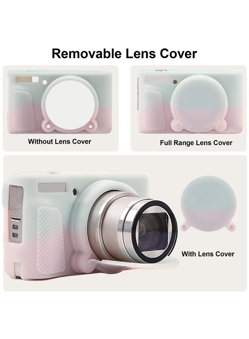 Silicone Camera Case for Canon PowerShot SX740 SX730 Digital Camera, SX740 Camera Soft Case Cover Rubber Camera Sleeve with Removable Lens Cover (Green Pink Mix) - Image 4