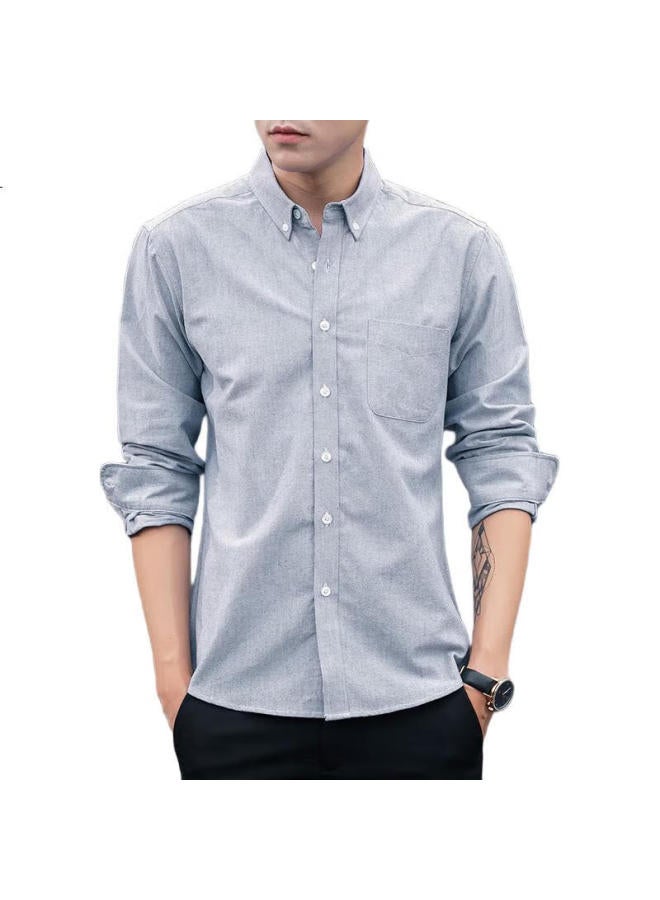 ROMON قميص عمل كاجوال بأكمام طويلة بلون موحد من القطن للرجال، أزرق داكن، 4XL - Image 1