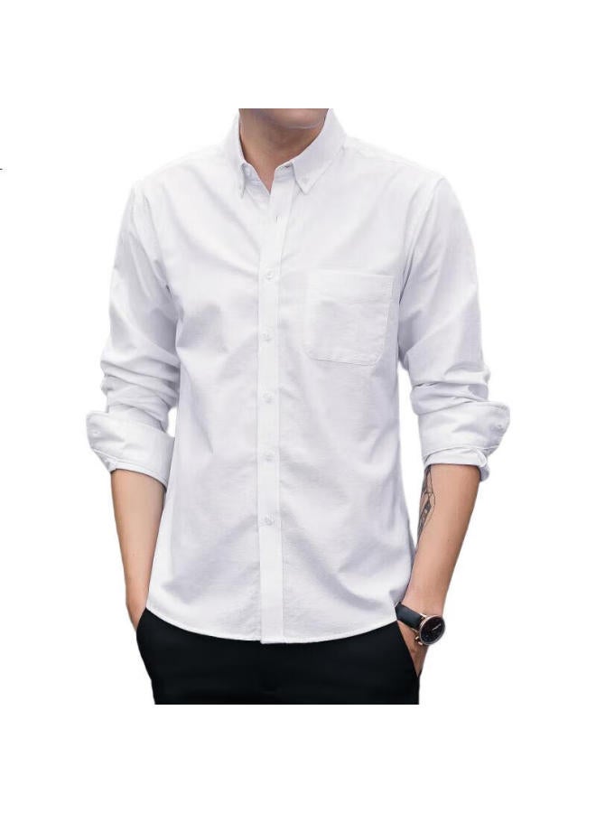 ROMON قميص عمل كاجوال بأكمام طويلة بلون موحد من القطن للرجال، أزرق داكن، 4XL - Image 2