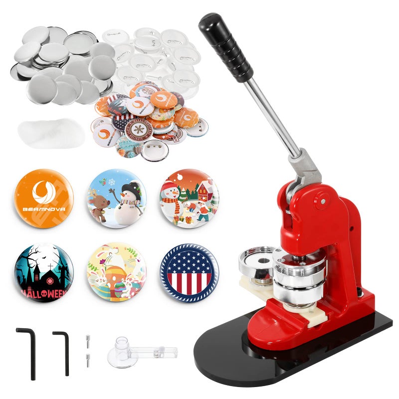 BEAMNOVA Button Maker Machine DIY Round Pin Maker Kit 58mm  228 in About 214 Inch Badge Press Machine with 1000 Button Blanks Parts Supplies