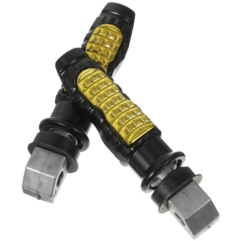 2Pcs Universal Motorcycle Rear Foot Pegs Metal Pedal Footrest Gold Color - Image 2