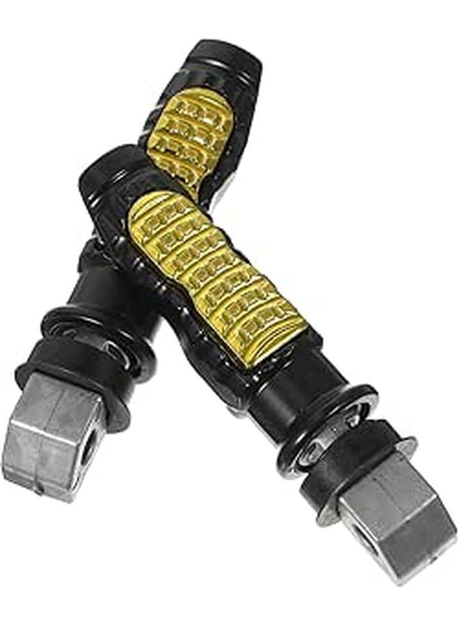 2Pcs Universal Motorcycle Rear Foot Pegs Metal Pedal Footrest Gold Color - Image 1