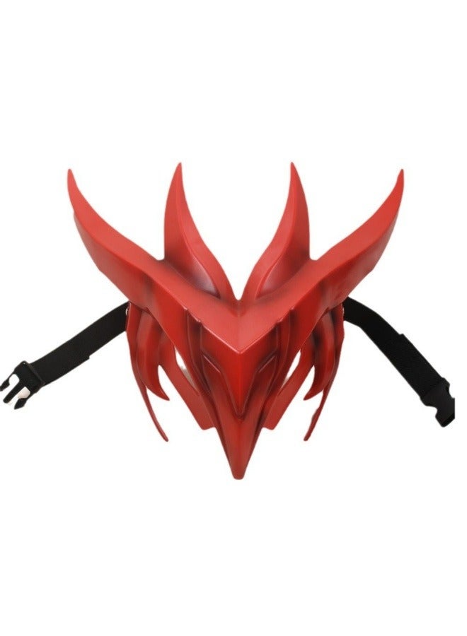 general League of Legends red eye-catching Yongen mask cos dress up props Yongen mask cosplay accessories - Image 1