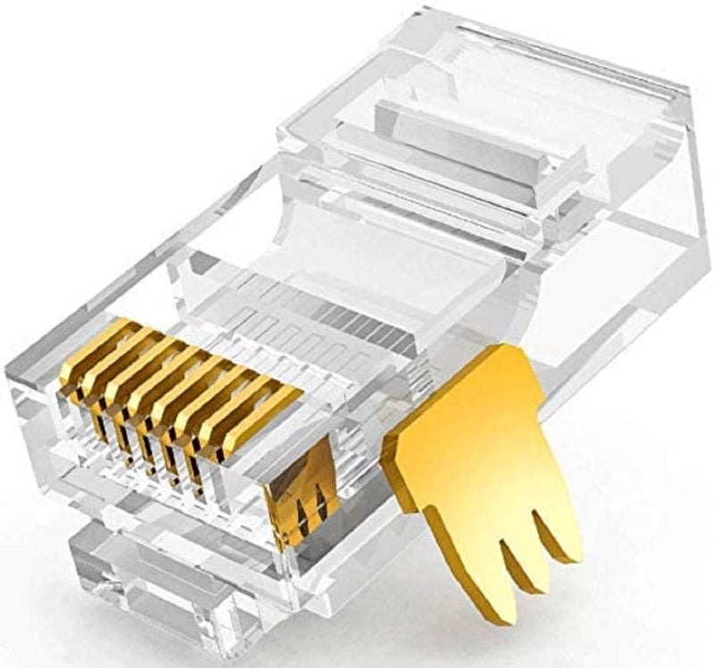 FEDUS 20 Pcs Cat6 RJ45 Ends, Cat6 Connector, 8P8C Cat5, Cat6, Cat5e RJ45 Connector, Ethernet Cable Crimp Connectors UTP Network Plug for Solid Wire and Standard Cable, LAN Crimp Module Plugs - Image 1