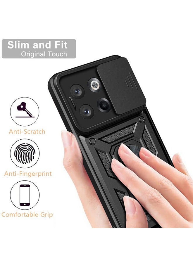 Case for OnePlus 10T/OnePlus ACE Pro,Shockproof Case ,Anti-Fall Drop Protection ,Tough Armor Hard Phone Cover,Integrated 360 Degree Rotating Ring Kickstand, Black  - Image 4