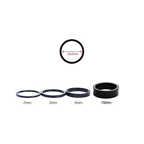 CYSKY Bicycle Headset Spacer 6 Packs Bike Stem Headset Spacer Kit Fit 1 1/8-Inch Stem for MTB BMX Mountain Bike Road Bikes 2mm 3mm 5mm 10mm x 3 (Aluminium Alloy, Black) - Image 4