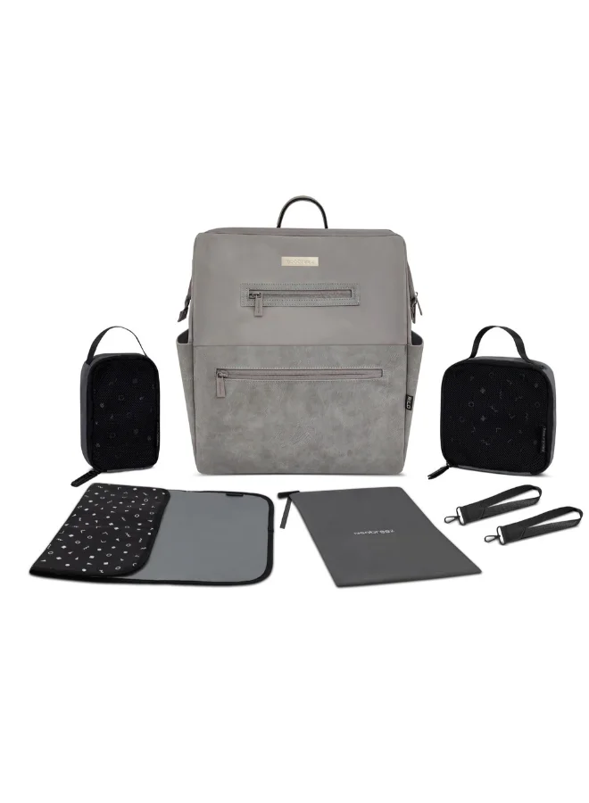 neobreez RILO Multifunction Waterproof Diaper Bag for Baby&Toddler|7-Pcs Set W/Changing Mat, Wet Bag, Pouches|Large-Capacity Travel Backpack for Mom&Dad with Trolley Sleeve|Diaper Tote Bag