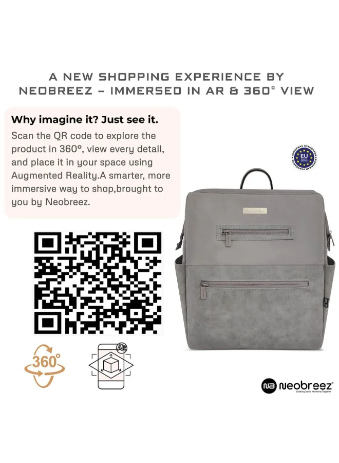 neobreez RILO Multifunction Waterproof Diaper Bag for Baby&Toddler|7-Pcs Set W/Changing Mat, Wet Bag, Pouches|Large-Capacity Travel Backpack for Mom&Dad with Trolley Sleeve|Diaper Tote Bag