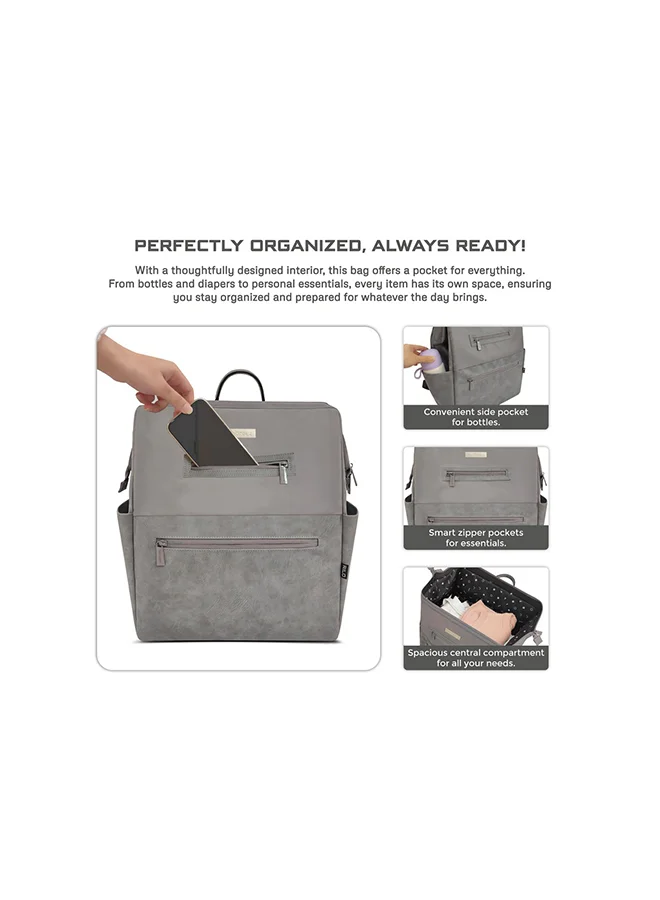 neobreez RILO Multifunction Waterproof Diaper Bag for Baby&Toddler|7-Pcs Set W/Changing Mat, Wet Bag, Pouches|Large-Capacity Travel Backpack for Mom&Dad with Trolley Sleeve|Diaper Tote Bag